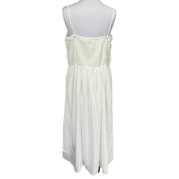 GAP White Linen Blend Sleeveless Midi Dress Strapless Straps Full Skirt  XL NEW - Picture 5 of 7